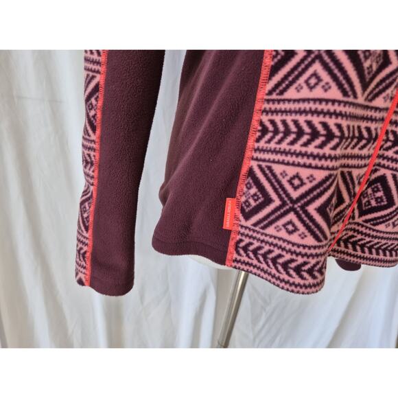 Kari Traa Womens Burgundy Pink Fair Isle Flette Fleece Jacket Small - Picture 4 of 8